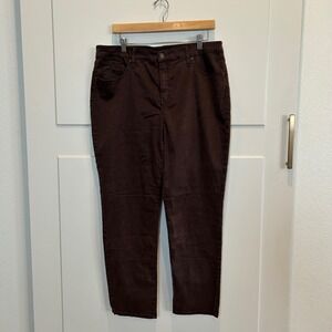 Chicos SO SLIMMING Girlfriend Slim Leg Ankle Pants Brown Womens Size 16R